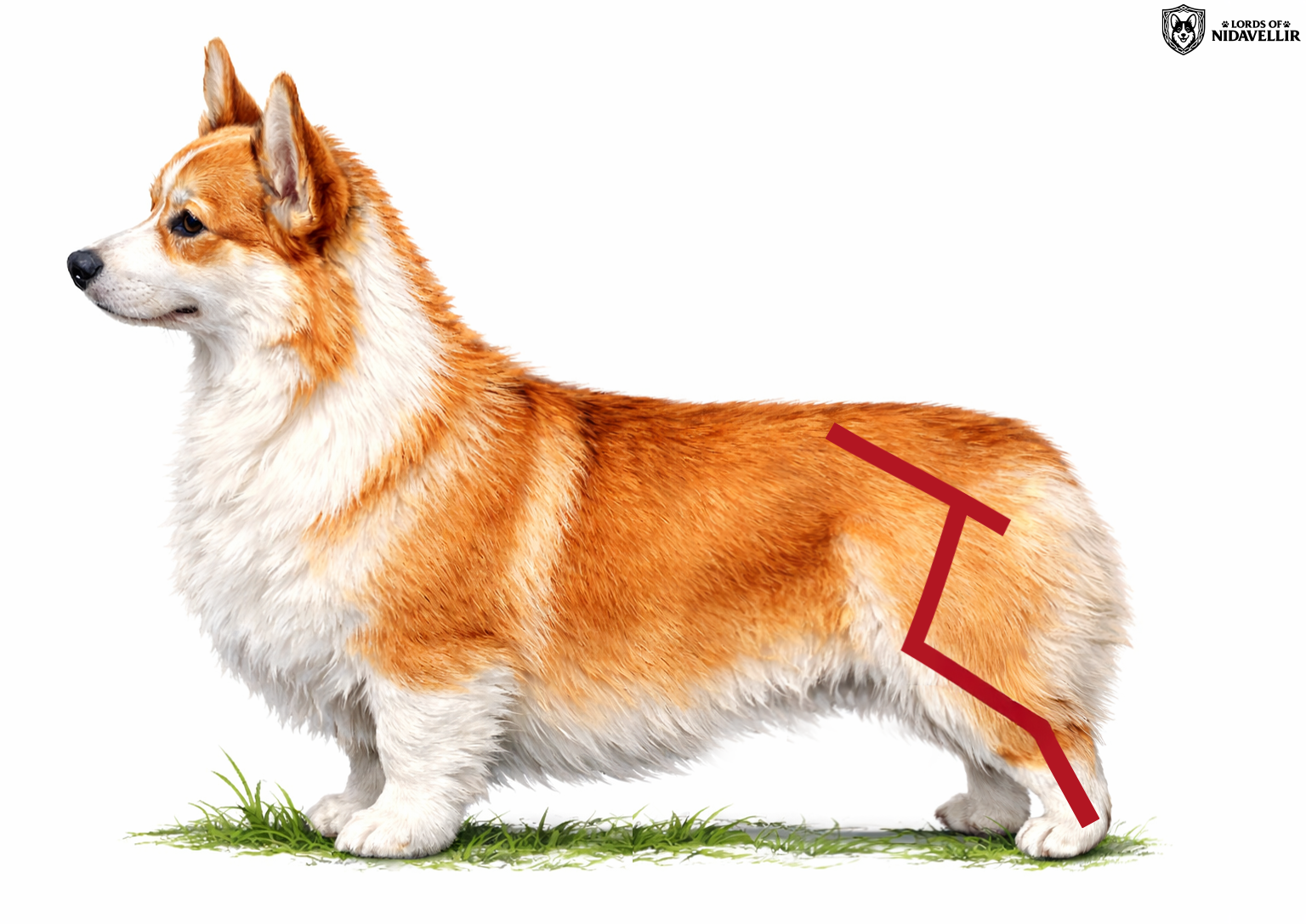 Spionowany tył u Welsh Corgi Pembroke